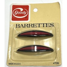 Vintage Goody Barrettes 2.5  Metal Clasp 735 BLACK RED 1982 NIP 2 