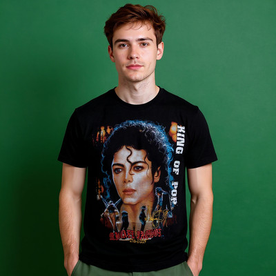 Vintage Michael Jackson Grafik Print schwarz T-Shirt - Gr. XL
