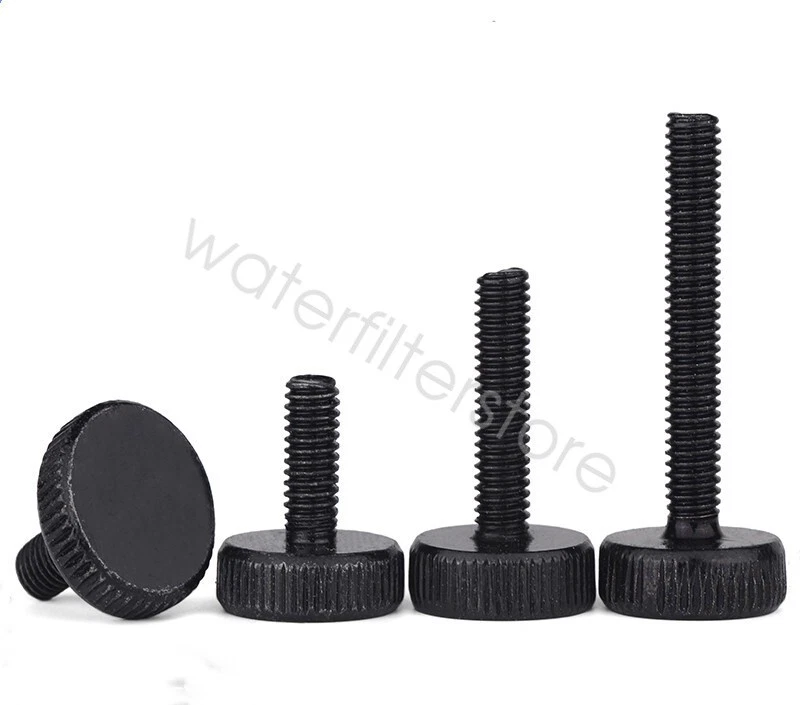 Black Steel Knurled Thumb Screws M3 M4 M5 M6 M8 M10 Flat Head Thumb Screw Bolts - image 2 of 4