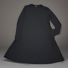 Kenneth Cole NY Little Black Dress V-Neck Long Sleeve Swing Shift Womens Medium