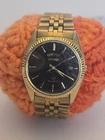 Seiko President Watch Men 36mm Black Dial Gold Tone Daydate Needs Batt