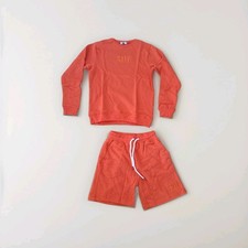 New Men's Orange Sweatshirt Shorts Tracksuit Set Casual Lounge Outfit S-XL
