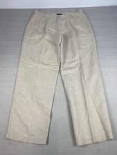 Vintage Dockers Pleated Linen Blend Pants Men’s 34x30 Early 2000s Beige Relaxed