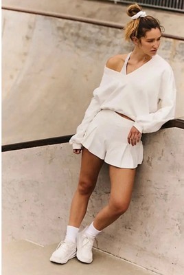 Free People/ FP Movement Never Better Tennis Shorts White XS New* BA434-436
