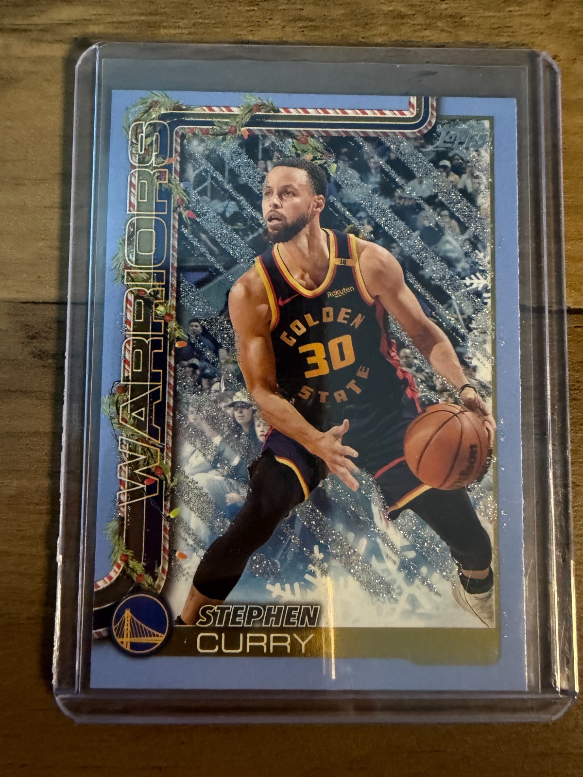 2025-26 Topps Holiday - Stephen Curry #H106 Holiday Light Blue & White Glitter