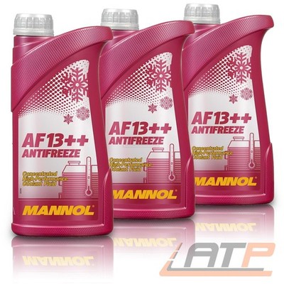 MANNOL 3x 1 L LITER ANTIFREEZE AF13++ KÜHLERFROSTSCHUTZMITTEL ROT
