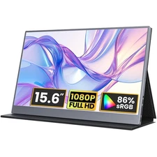 Portable Monitor 15.6 inch 1080P FHD 86% sRGB 60Hz, Travel Monitor for Laptop...