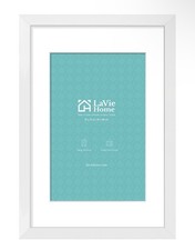 LaVie Home 16x24 White Poster Frame Fits 12x18 w Mat Plexiglass Wall Mount New
