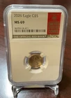 1/10 oz gold 2026 G$5 Eagle NGC MS 69