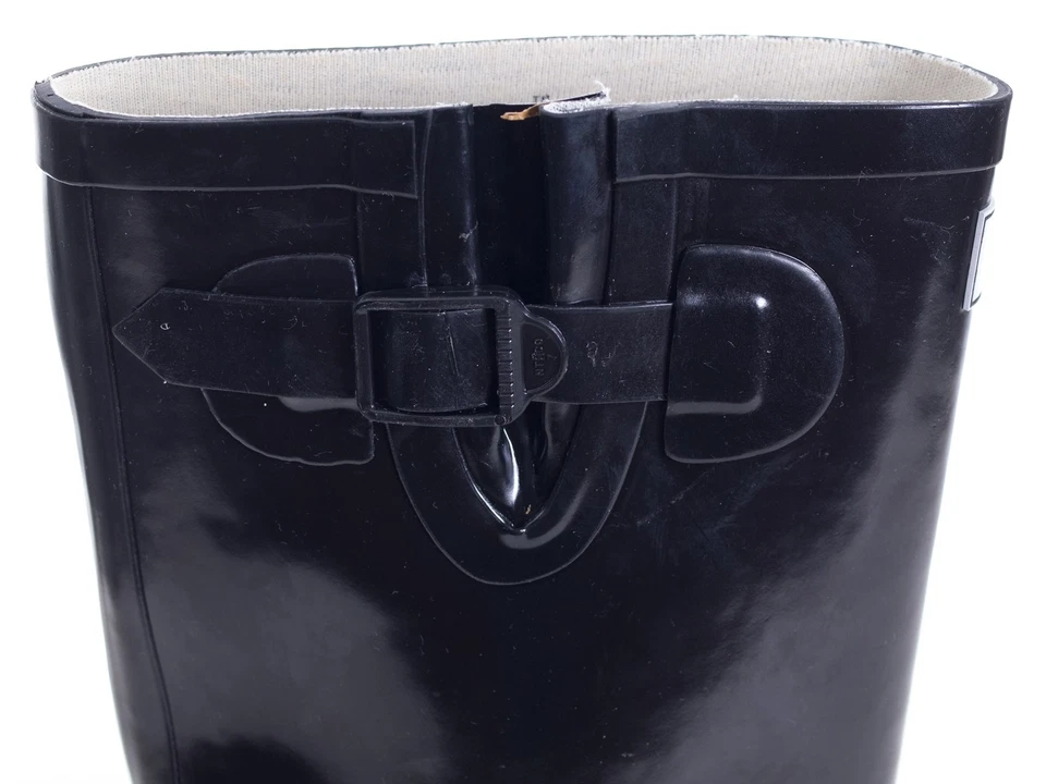 Botas de chuva femininas tamanho 11 impermeáveis alta borracha multicolorida fivela listrada - Imagem 3 de 4