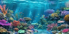 Aquarium Background 48x24 Inches Underwater Coral Reef Fish Tank Polyester Decor