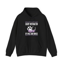Horse Hoodie, Easily Distracted by Dogs and Horses Women Men Floral Hoodie