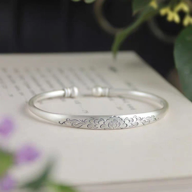 Women's Peony Flower Bracelet Copper Bracelet Adjustable Opening Bracelet - Image 2 of 4