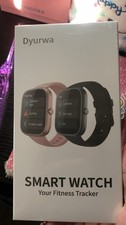 Dyurwa Fitness Tracker Smart Watch Pink  Black Silicone Band Rose Gold Case