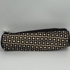 Estee Lauder Geometric Black Gold Cosmetic Pencil Bag Makeup Pouch 7"