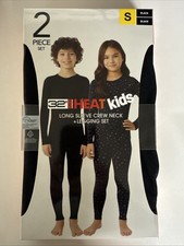 32 Degrees Heat Unisex Kids Long Sleeve Crew Neck Legging Set Black Small NWT