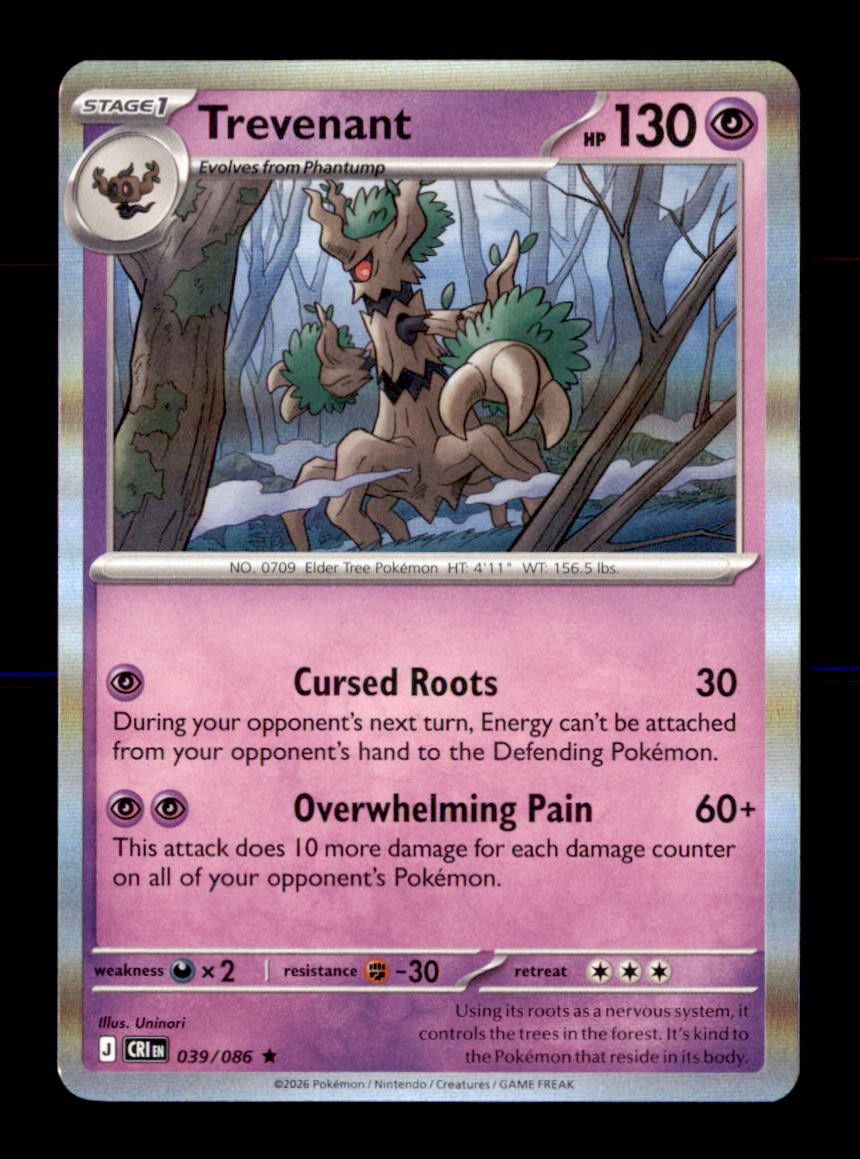 Trevenant 039/086 Holo Rare Chaos Rising Pokemon Near Mint