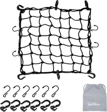 16"X16" Cargo Net Motorcycle, Latex Heavy Duty Bungee Cord Net Stretches to 47"X