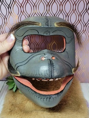 Vintage Balinese Monkey Mask Articulated Jaw Hand Carved Wood Bali Indonesia