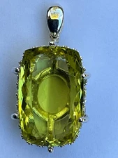 Huge Lemon Quartz Pendant Sterling Silver Artisan Handcrafted