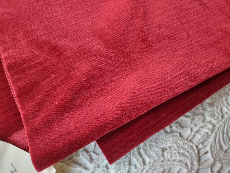 Tela de terciopelo de algodón rojo de lujo material de 1 yarda terciopelo 40x68" Foto 2 de 4