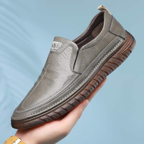 Men's Leather Shoes Breathable Round Toe Low Heel Sewing Thread Details Non Slip - Picture 26 of 26