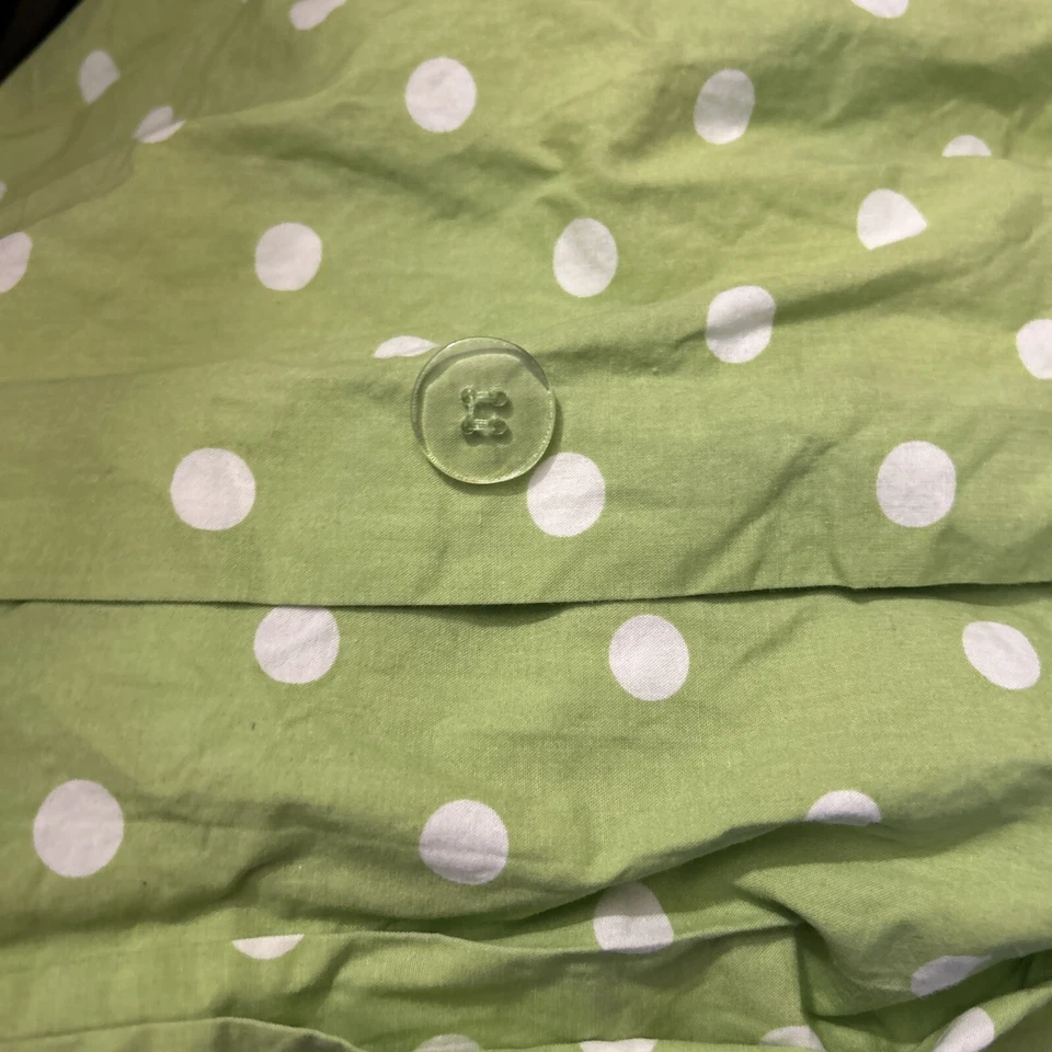 Пододеяльник Pottery Barn PB Teen Green & White Dottie Full Queen в горошек 86 дюймов - Изображение 2 из 4