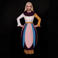 Tea Potts Cosplay Mrs Potts Long Sleeves Dress Beauty and The Beast Costume Hat