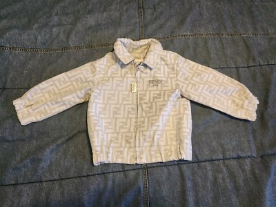 Fendi Kids 12M Baby FF Logo Bomber Jacket in Grey | eBay