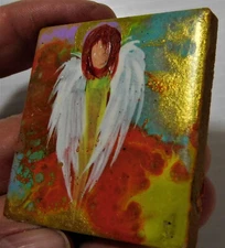 Angel of Opportunity on Ceramic Tile Magnet Art by Rain Crow
