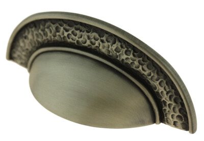 (5 Pack) 3 inch Hammered Cup Pull Brushed Satin Pewter