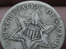 1861 Three 3 Cent Silver Trime 3CS- Type 3, Contemporary Bogus, Fine/VF Details