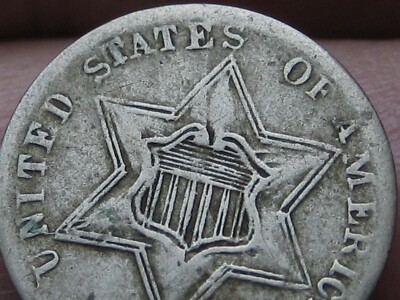 1861 Three 3 Cent Silver Trime 3CS- Type 3, Contemporary Bogus, Fine/VF Details