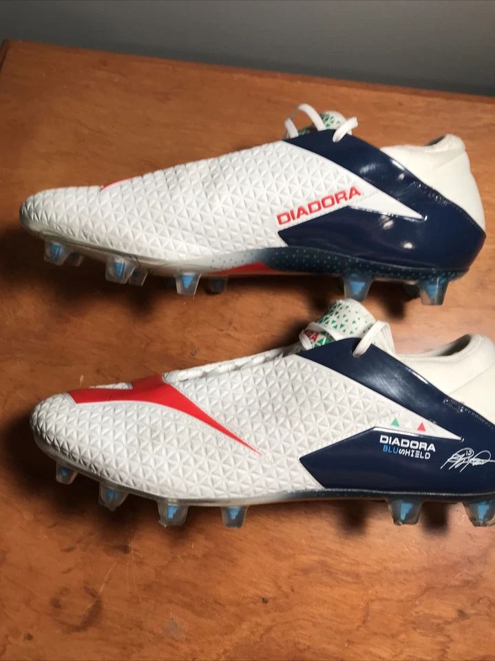 Botines de fútbol/fútbol Diadora BluShield para hombre, blanco/azul/rojo brillante, talla 10 Foto 3 de 4