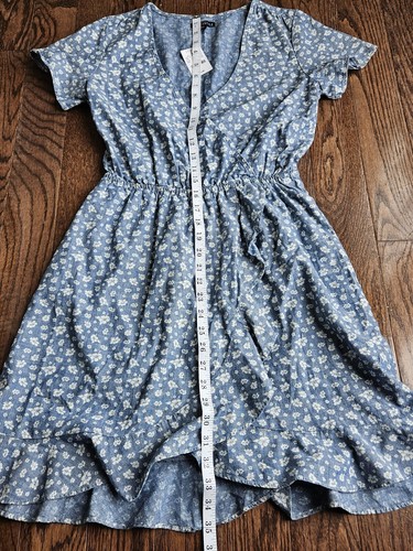 NWT J Crew Mercantile Womens Blue Floral Chambray Ruffle Faux Wrap Dress SZ XXS - Picture 8 of 14