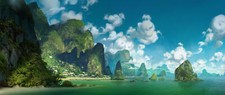 Landscape art island rocks ocean view sky clouds Custom Gaming Mat Desk