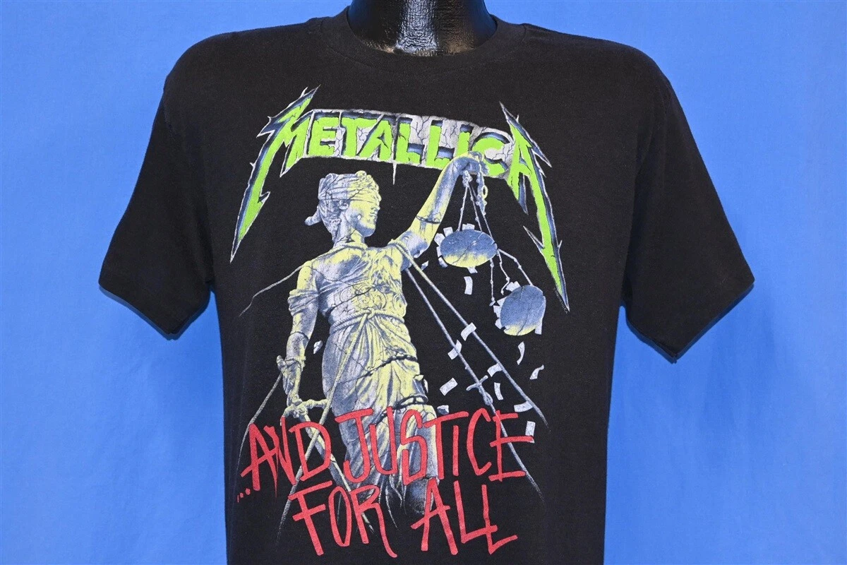 pop Indstilling udsagnsord vintage 80s METALLICA AND JUSTICE FOR ALL TOUR 88-89 METAL ROCK BAND t-shirt  M | eBay