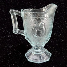 JEANNETTE Baltimore Pear Light Blue Glass Pitcher Creamer 1950s Glass Vintage