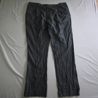 NEW Jos A Bank 46 Gray Striped Pleated Wool Silk Mens Dress Pants