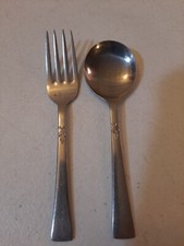 Vintage Stainless Steel Baby Spoon And Fork Set Made In Japan