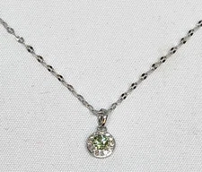 LC Lauren Conrad 10K White Gold Green Sapphire & Diamond Pendant with 18" Chain