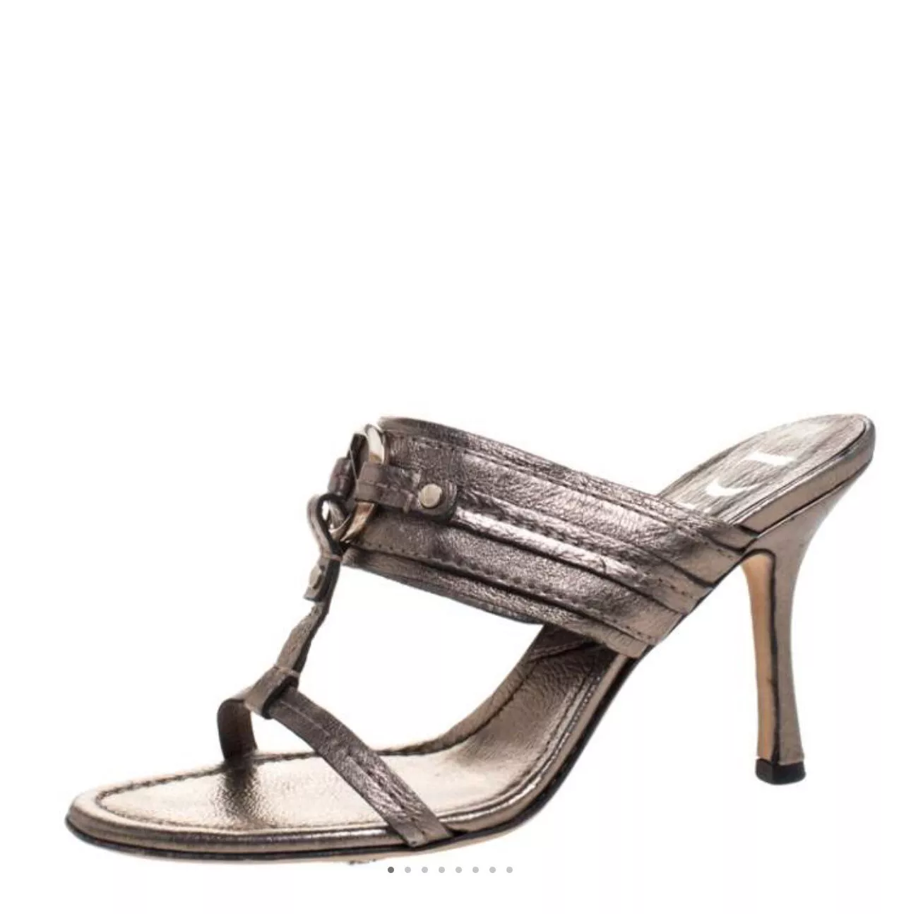 Sandales à lacets Dior cuir métallisé avec bride en T 36,5