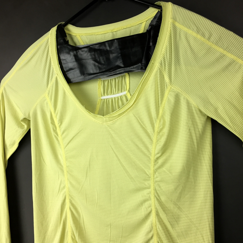Lululemon Womens Sz 8 (36in Bust) Yellow Striped Swiftly Tech Long Sleeve Scoop - Picture 2 of 9