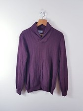 M S Men Cotton Jumper Size M Natural Mix V Neck Long Sleeved