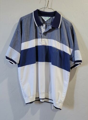 VTG 80s Royale Air Men Med   Polo Shirt Blue white
