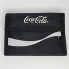 Vtg 1980s Coca Cola Wallet Black & White Wave Tri-Fold Classic Coke Collectible