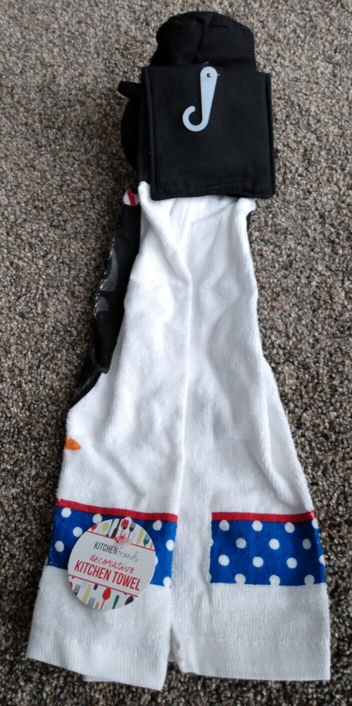 Penguin Kitchen Friends Decorative Kitchen Towel Latch Hook Tie