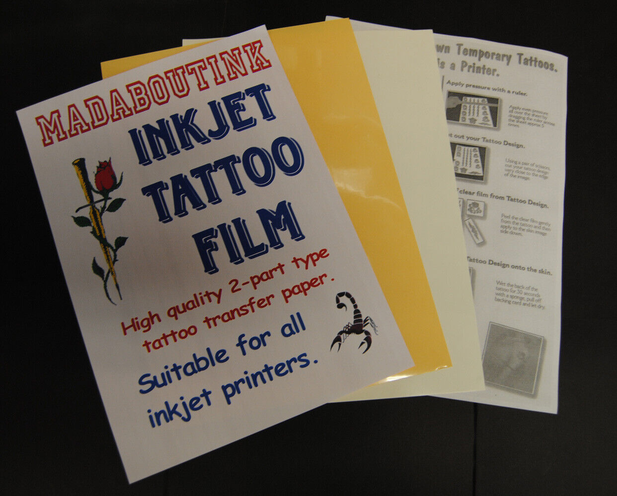 Inkjet Temporary Tattoo Paper - Transfer Cosplay Nail Art 3 x A4 Sets
