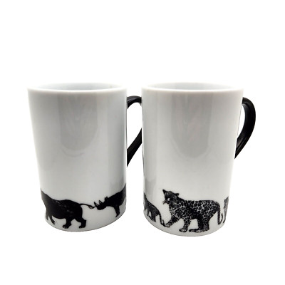 Cheetahs Rhinoceros Coffee mug tea DEKOR SAFARI KONITZ Designer R Drescher Pair