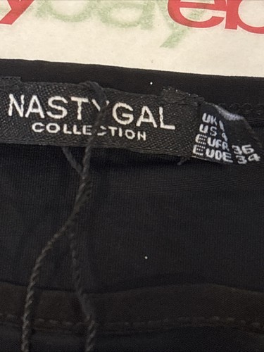 Nasty Gal Womens Plain Fringe Bodysuit Long Sleeve Black Size 4 - Picture 7 of 15